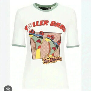 NWT Love Moschino Roller Babe Ringer Tee Shirt White 4